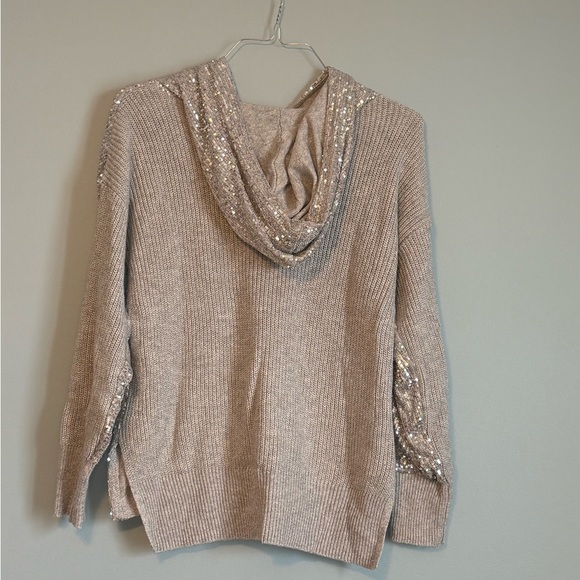 EUC INC International Concepts Silver Sequin Top with Sparkly Hood - Picture 2 of 5